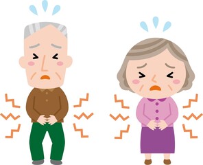 お腹が痛いおじいさんとおばあさん