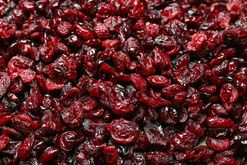 Tasty dried cranberries as background