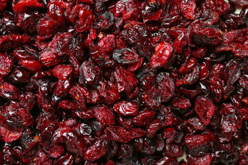 Tasty dried cranberries as background