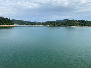 Artificial reservoir Lake Lokve or Artificial accumulation Lokvarsko Lake - Gorski kotar, Croatia (Lokvarsko jezero ili umjetno akumulacijsko Omladinsko jezero, Lokve - Gorski kotar, Hrvatska)