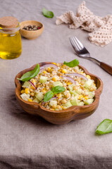 Lentil salad with wheat and vegetables
