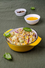 Lentil salad with wheat and vegetables