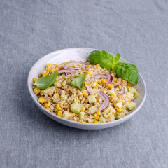 Lentil salad with wheat and vegetables