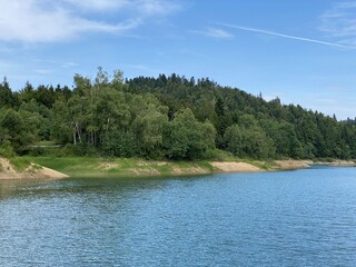 Artificial reservoir Lake Lokve or Artificial accumulation Lokvarsko Lake - Gorski kotar, Croatia (Lokvarsko jezero ili umjetno akumulacijsko Omladinsko jezero, Lokve - Gorski kotar, Hrvatska)