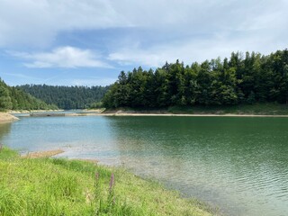 Artificial reservoir Lake Lokve or Artificial accumulation Lokvarsko Lake - Gorski kotar, Croatia (Lokvarsko jezero ili umjetno akumulacijsko Omladinsko jezero, Lokve - Gorski kotar, Hrvatska)