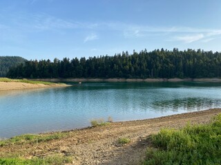 Artificial reservoir Lake Lokve or Artificial accumulation Lokvarsko Lake - Gorski kotar, Croatia (Lokvarsko jezero ili umjetno akumulacijsko Omladinsko jezero, Lokve - Gorski kotar, Hrvatska)