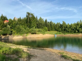 Artificial reservoir Lake Lokve or Artificial accumulation Lokvarsko Lake - Gorski kotar, Croatia (Lokvarsko jezero ili umjetno akumulacijsko Omladinsko jezero, Lokve - Gorski kotar, Hrvatska)