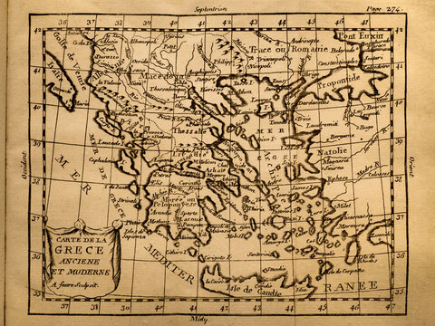 アンティークの古地図　ギリシャとトルコ