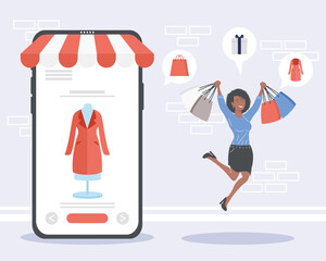 smartphone and woman happy