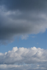Natural background with blue sky and white clouds.