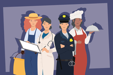 four professionals workers scene