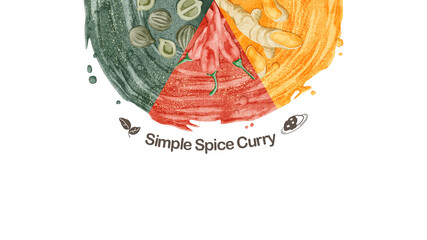 スパイスカレーとスパイス4種類の手書き水彩風イラスト Wall Mural Ko Hamari スパイスカレーとスパイス4種類の手書き水彩風イラスト Wall Mural Ko Hamari