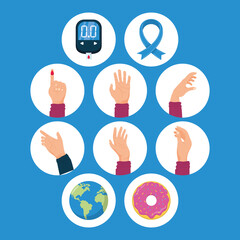 ten world diabetes day icons