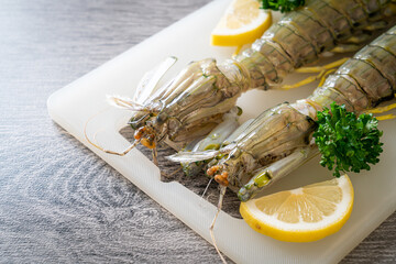 fresh mantis shrimp with lemon