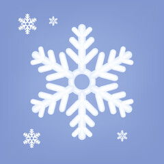 3d snowflake. Decorative festive element for New Year, Merry Christmas. Ice crystal, frozen surface, winter christmas realistic object. New Year, holiday, white, isolated vector snowflake element.