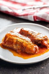 Canned sardines with tomato sauce. Sea fish in tin can.