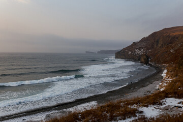 Bukhta of the Russky Island in Vladivostok. Vyatlin bay in winter.