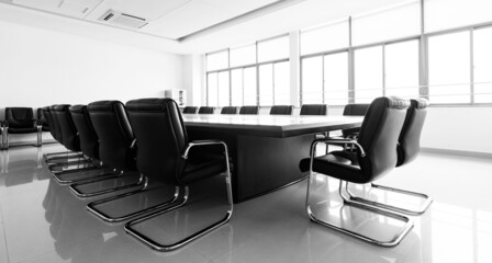 Conference table and chairs in modern meeting room