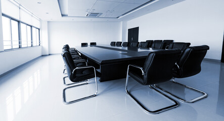 Conference table and chairs in modern meeting room