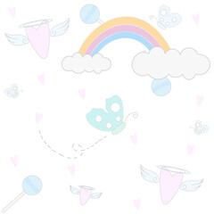 Seamless pattern with pastel cloud.Vector illustration.