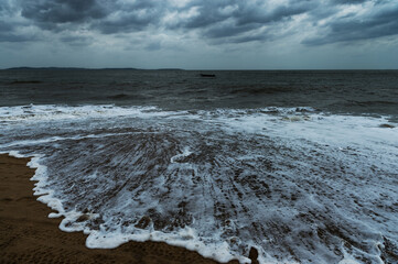 Storm seascape with dark clouds