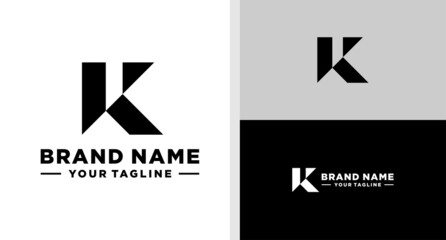 LETTER K LOGO MONOGRAM GEOMETRIC SHAPE EDITABLE