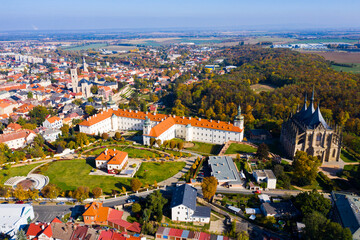 Impressive view of Kutna Hora townscape and church of Saint Barbara, Czech Republic