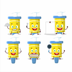 Cartoon character of fireworks shells with various chef emoticons