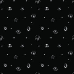 White chalk circles on a black background