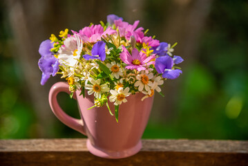 Beautiful bouquet of  wildflowers in a vase