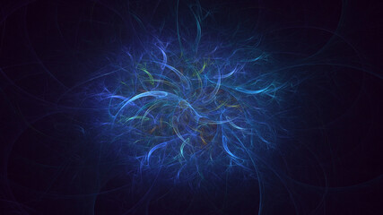 3D rendering abstract blue fractal light background