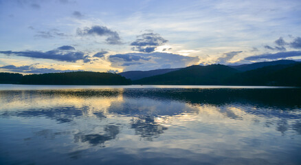 Scenery of Tuyen Lam Lake in sunset