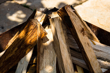 Chopped wood prepared for barbecue