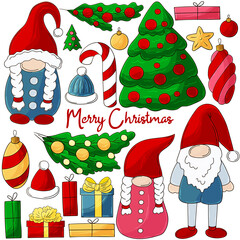 Christmas illustration with gnomes
