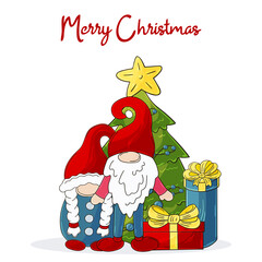 Christmas illustration with gnomes