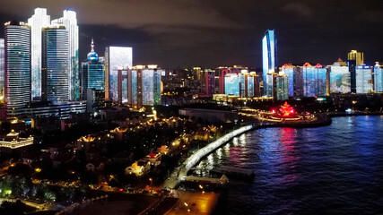 Qingdao city skyline at night