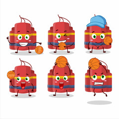 Talented red dynamite bomb cartoon character as a basketball athlete