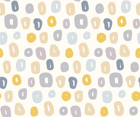 Seamless pattern with abstract multicolored donuts figures on ivory background