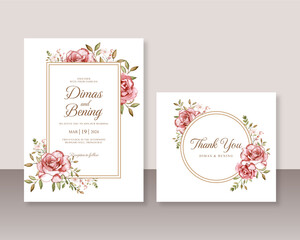 Beautiful wedding invitation with floral watercolor