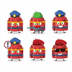 A dedicated Police officer of red dynamite bomb mascot design style