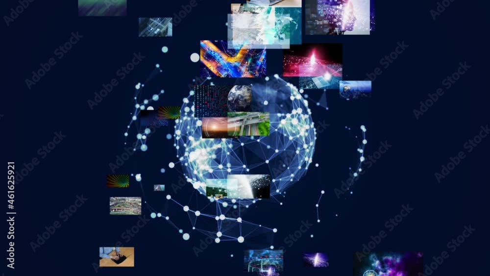 Poster movie screen and global communication network concept. broadcasting.