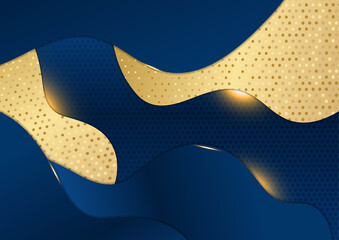 Abstract polygonal pattern luxury dark blue with gold