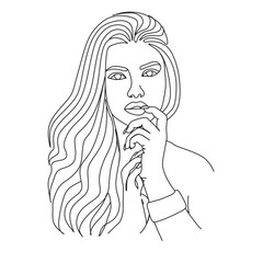 Abstract woman one line art vector drawing. Portrait minimalistic style. Beaty salon logo.