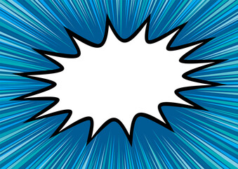 Concentrated lines and radiation drawn in similar colors. Background illustration. banner. Blueish color. Comment balloon.