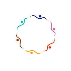 People Together Team, Teamwork, People Connected Sign, Symbol, Logo isolated on White