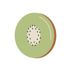 Cutted Kiwi berry fruit . Slice of tropical kiwifruit. Simple colored doodle icon. Vector illustration.