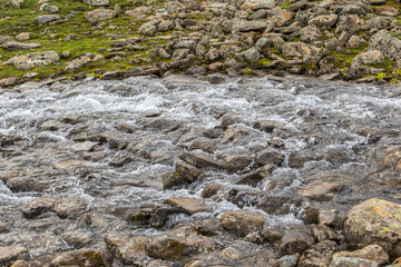 Mountain river at a block field