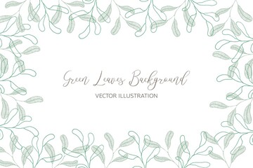 Art & Illustration, Mint green leaves background, vector illustration.