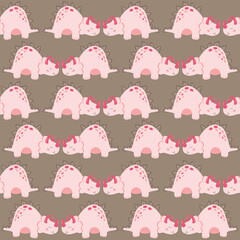 Art & Illustration, Cute pattern pink dinosaurs, vector illustration.