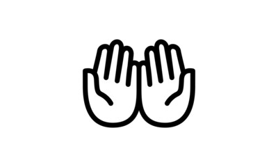 Fototapeta na wymiar Monoline symbol of two palms praying